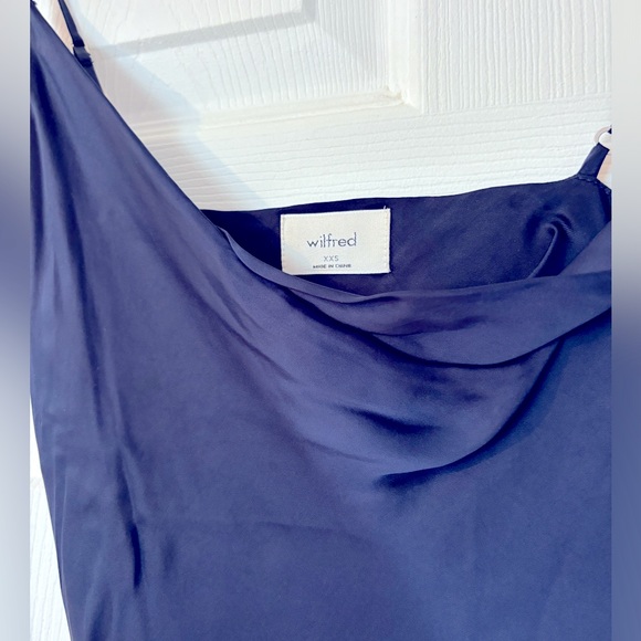 ARITZIA WILFRED ONLY RUCHED SLIP DRESS IN MAVY SIZE XXS - Picture 3 of 3